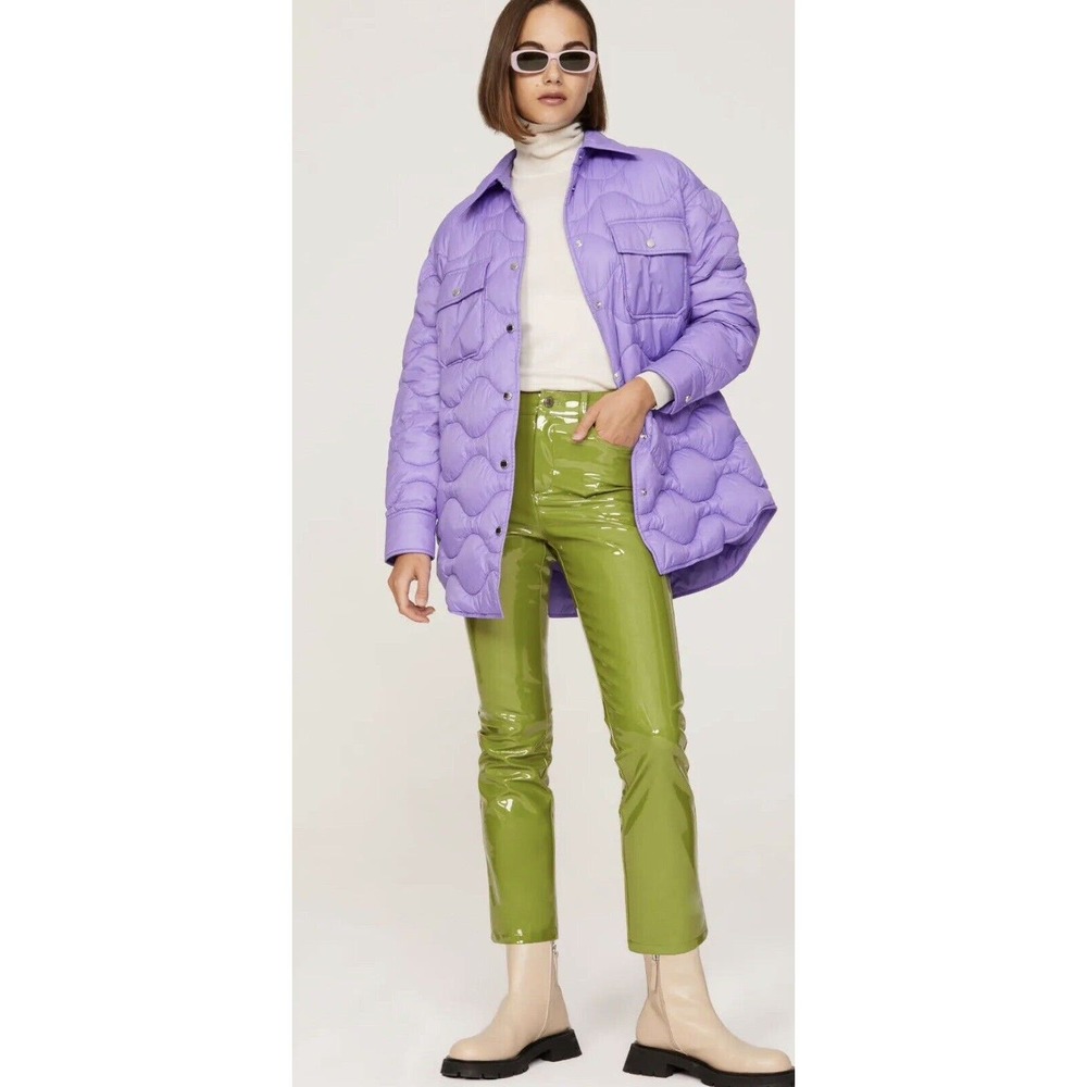 Simon Miller Green Straight Leg Pants Green Faux Leather Pants Size 32